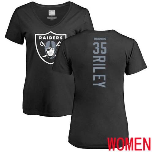 Oakland Raiders Black Women Curtis Riley Backer NFL Football #35 T Shirt->women nfl jersey->Women Jersey